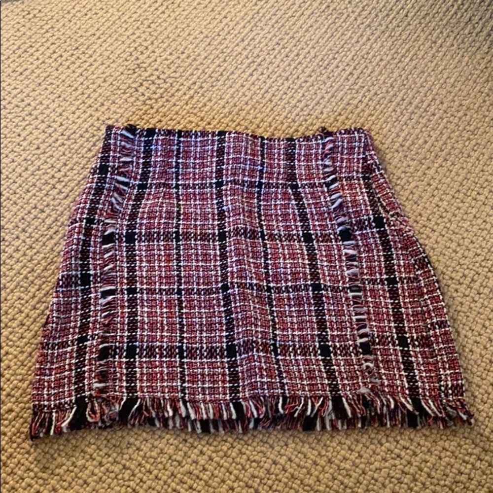 Never worn plaid fringe skirt